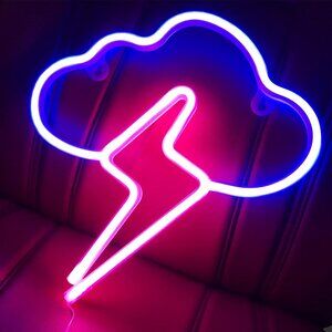 Cloud and Lightning Neon Signs USB Battery LED Wall Decor for Kids Room Party